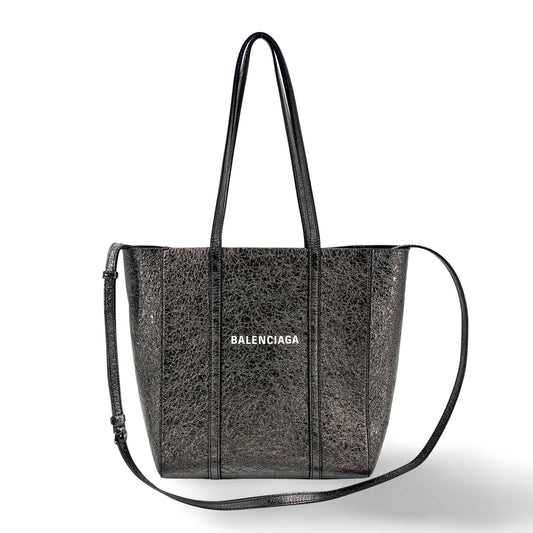 Balenciaga XS Everyday Tote Bag Metallic Dark Silver