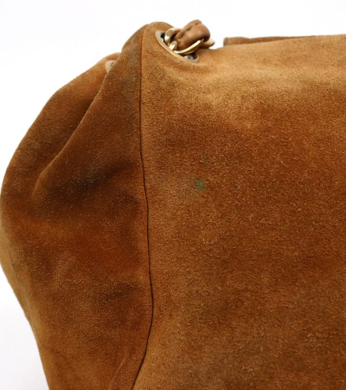 Chanel Brown Suede Accordion Chain Shoulder Bag