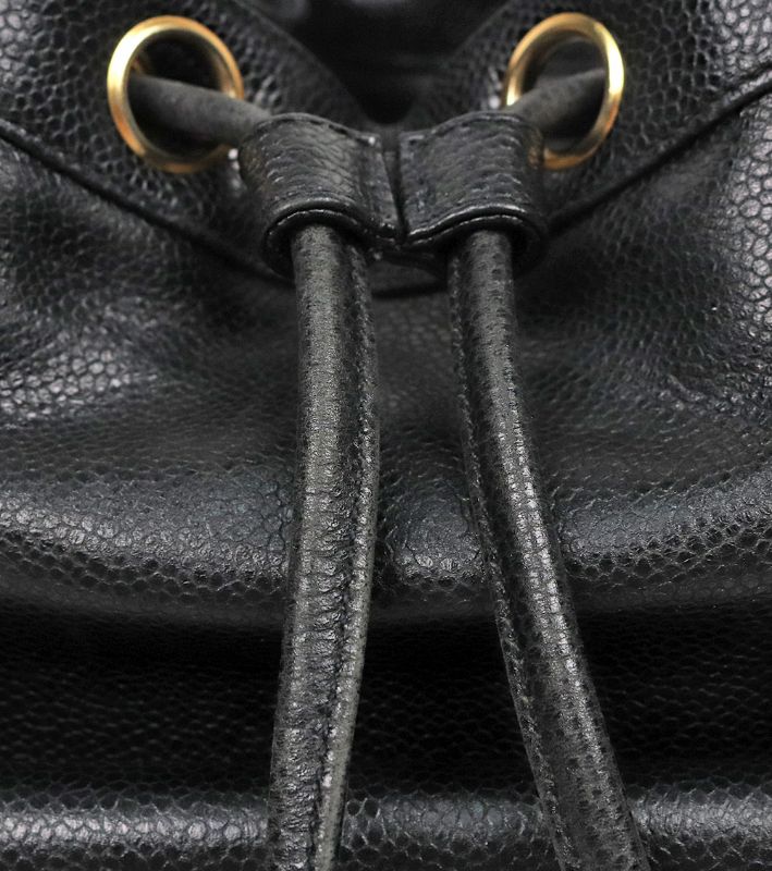 Chanel Black Caviar Drawstring Pocket Backpack