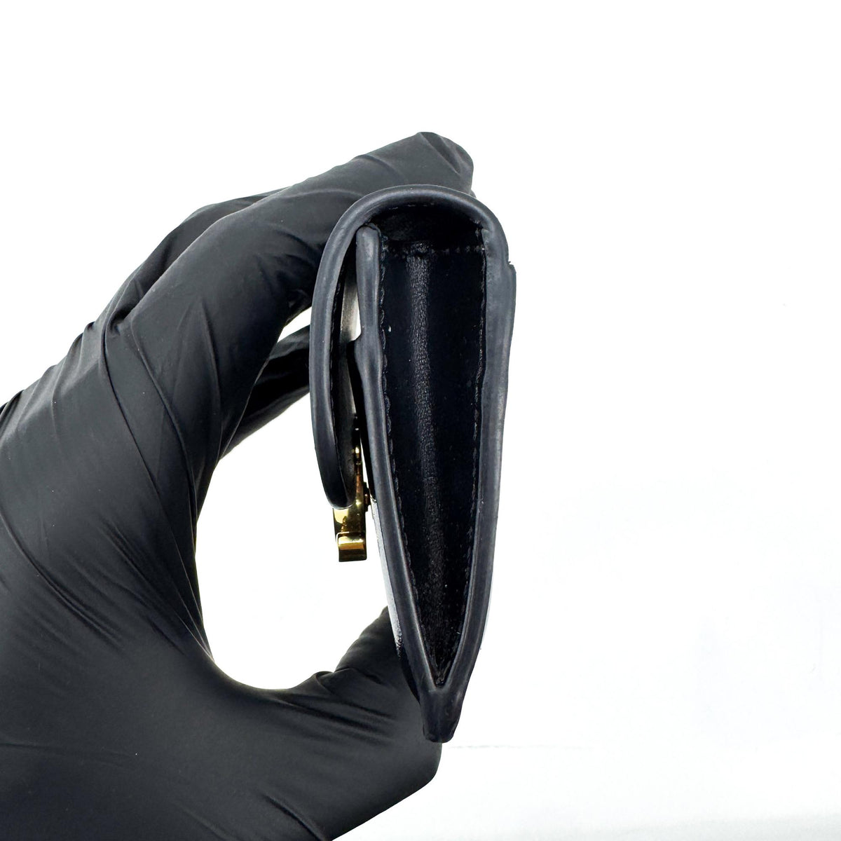 Celine Small Triomphe Wallet Shiny Calfskin Black Gold Hardware