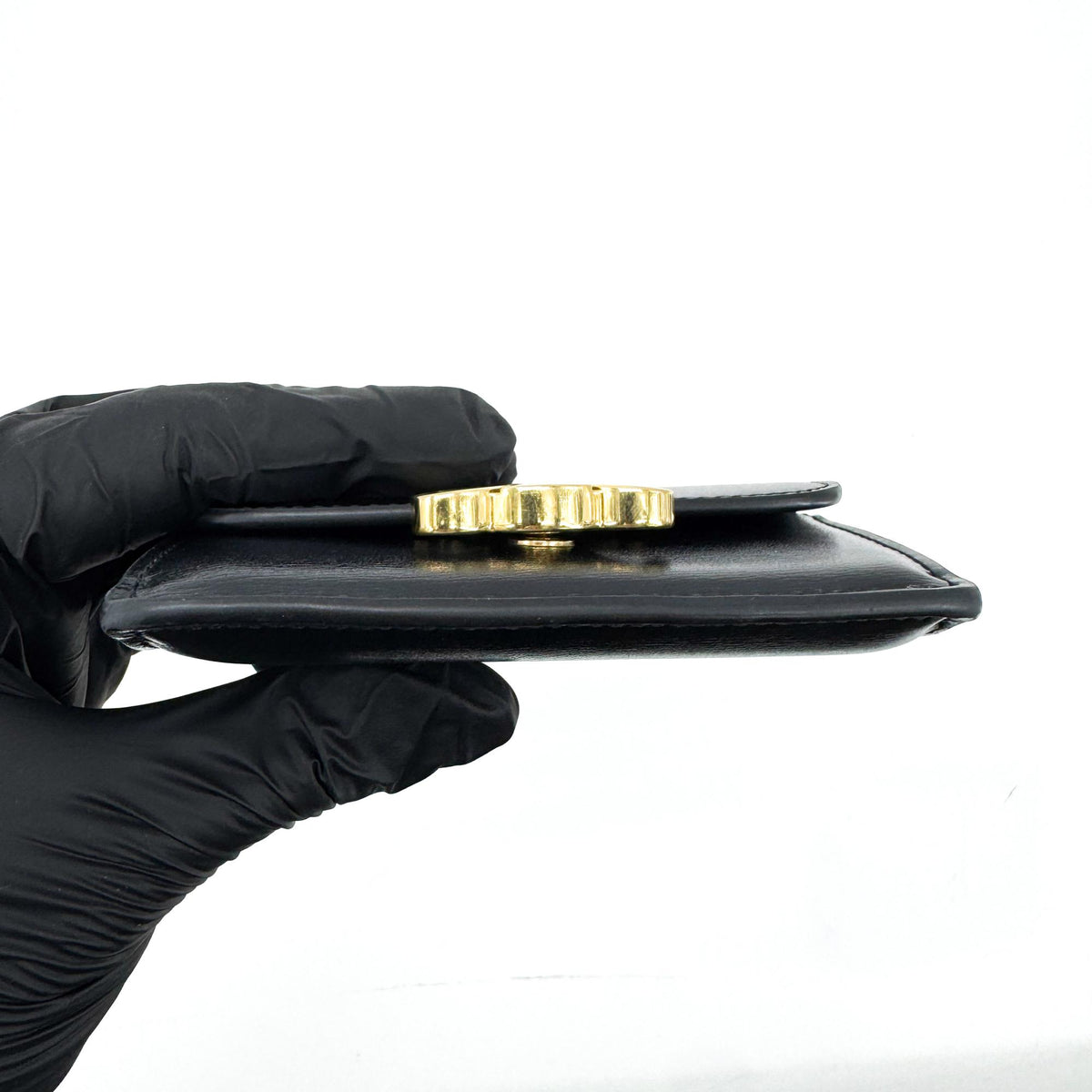 Celine Small Triomphe Wallet Shiny Calfskin Black Gold Hardware
