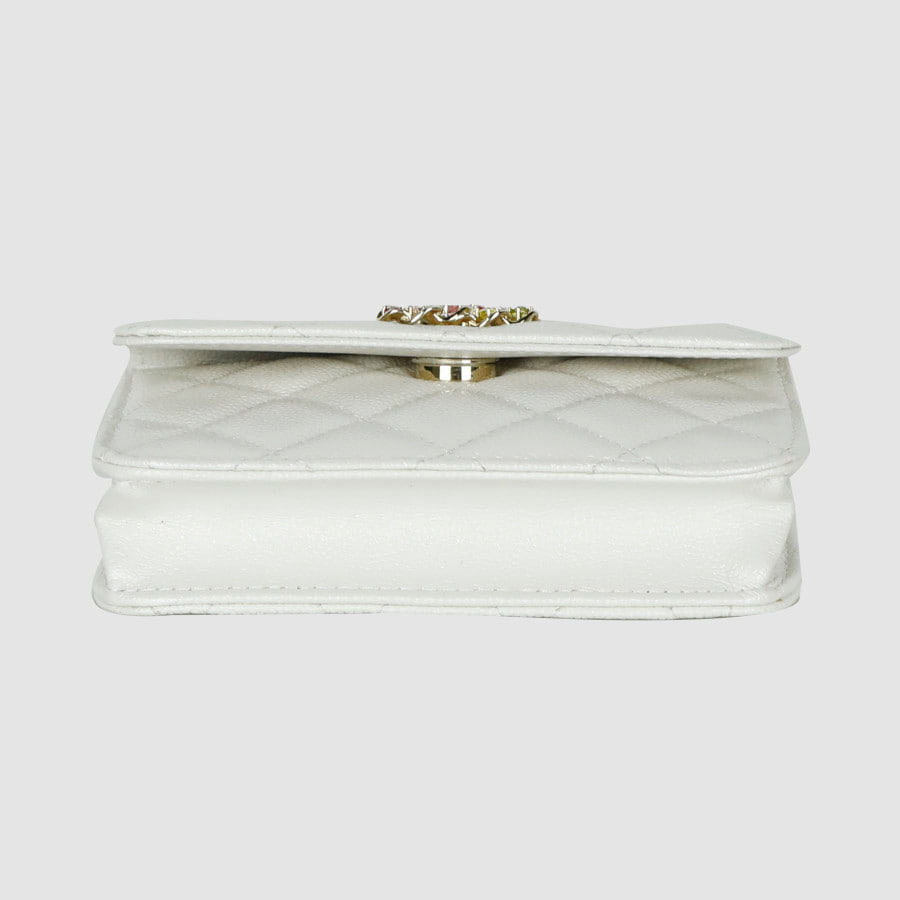 Beads CC Caviar Chain Wallet Crossbody Bag