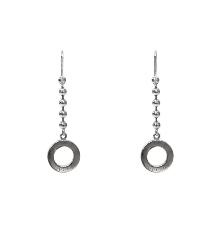 Gucci Round Drop Silver Earrings
