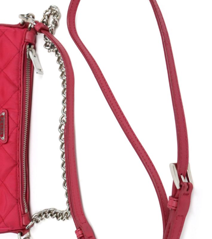 Prada Pink Nylon Quilted Chain Shoulder Bag