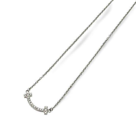 Tiffany & Co. T Smile Mini Pendant White Gold Diamond