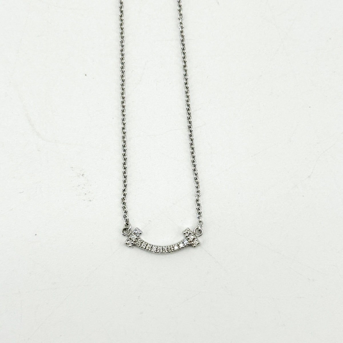 Tiffany & Co. T Smile Mini Pendant White Gold Diamond