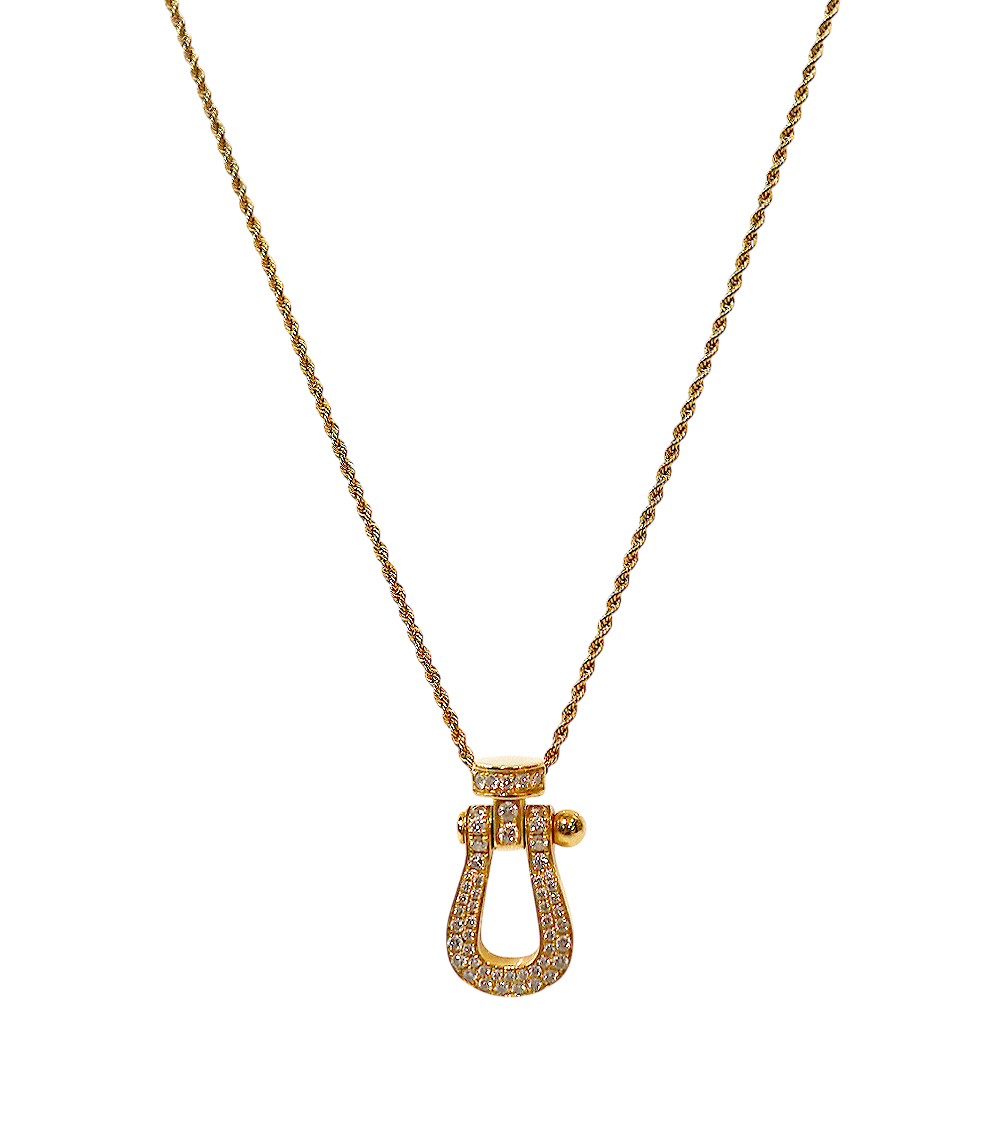 Fred Large 18K Pavé Diamond Post Necklace