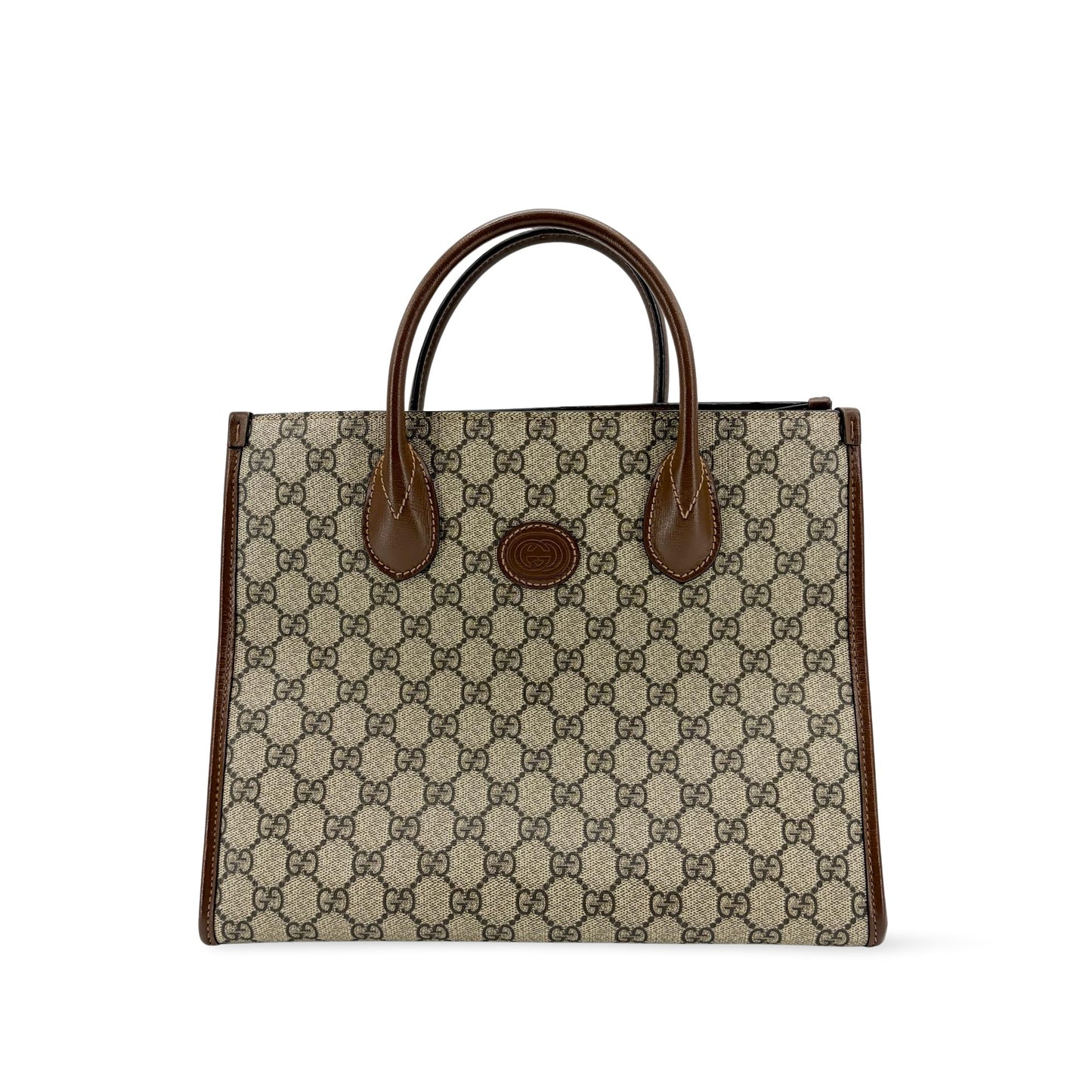 Gucci Interlocking G Medium Tote Bag Beige Brown