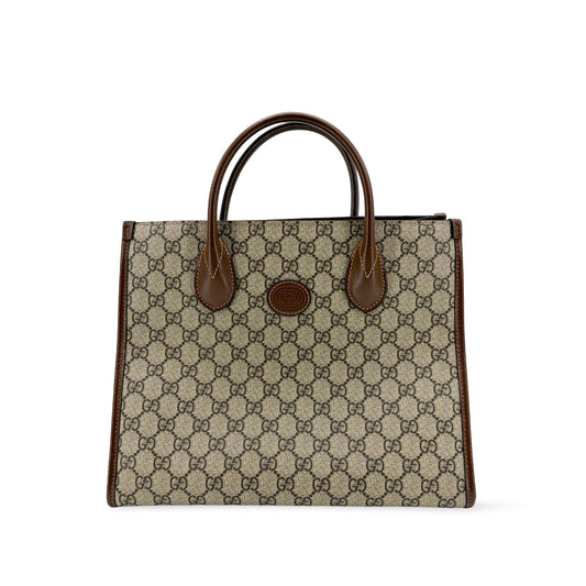 Gucci Interlocking G Medium Tote Bag Beige Brown