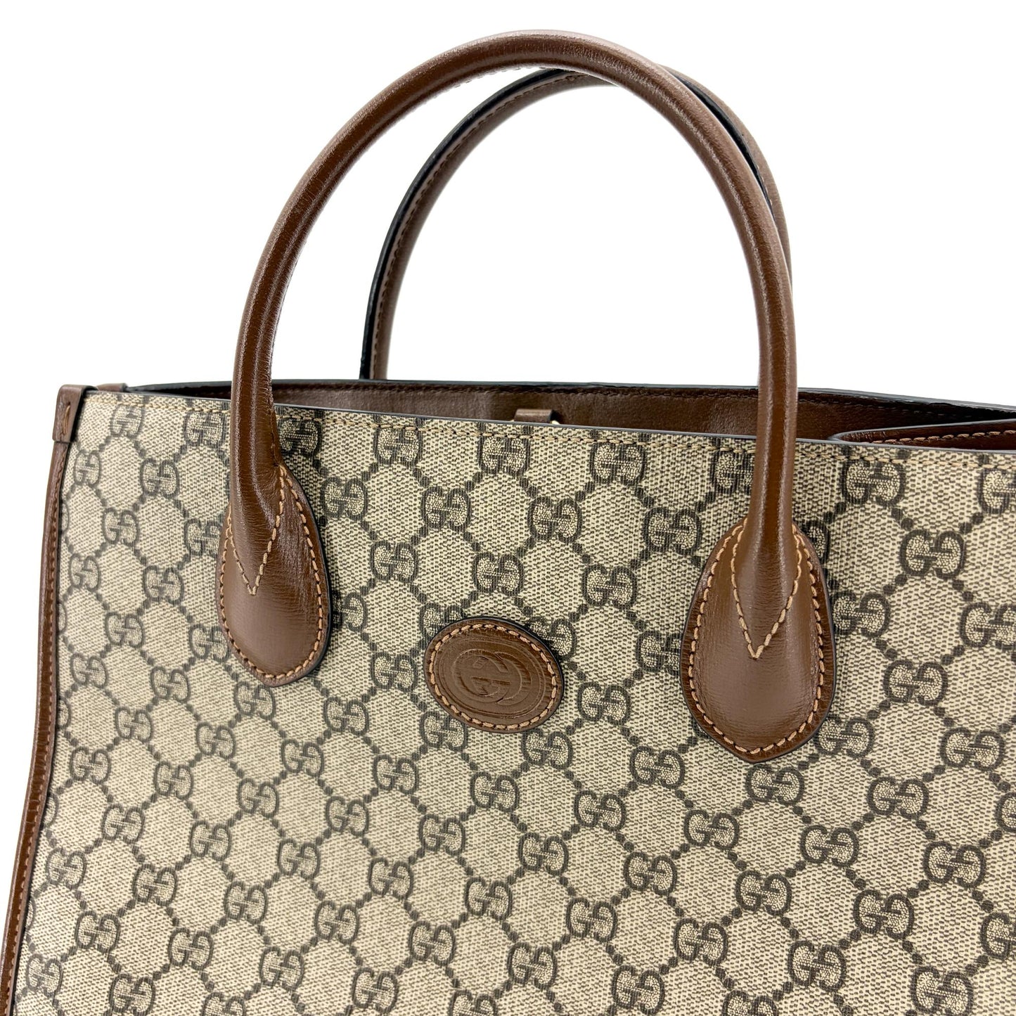 Gucci Interlocking G Medium Tote Bag Beige Brown