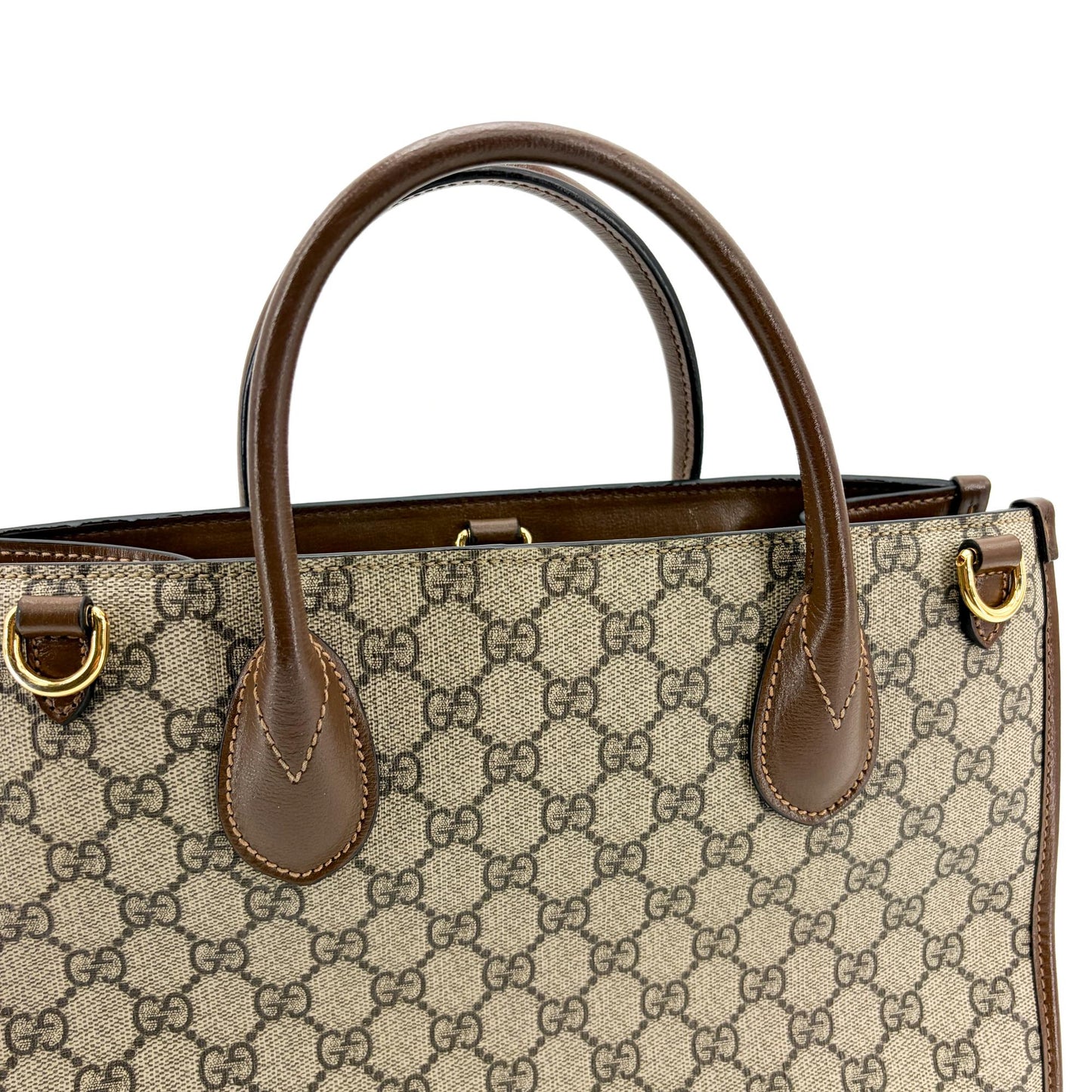 Gucci Interlocking G Medium Tote Bag Beige Brown