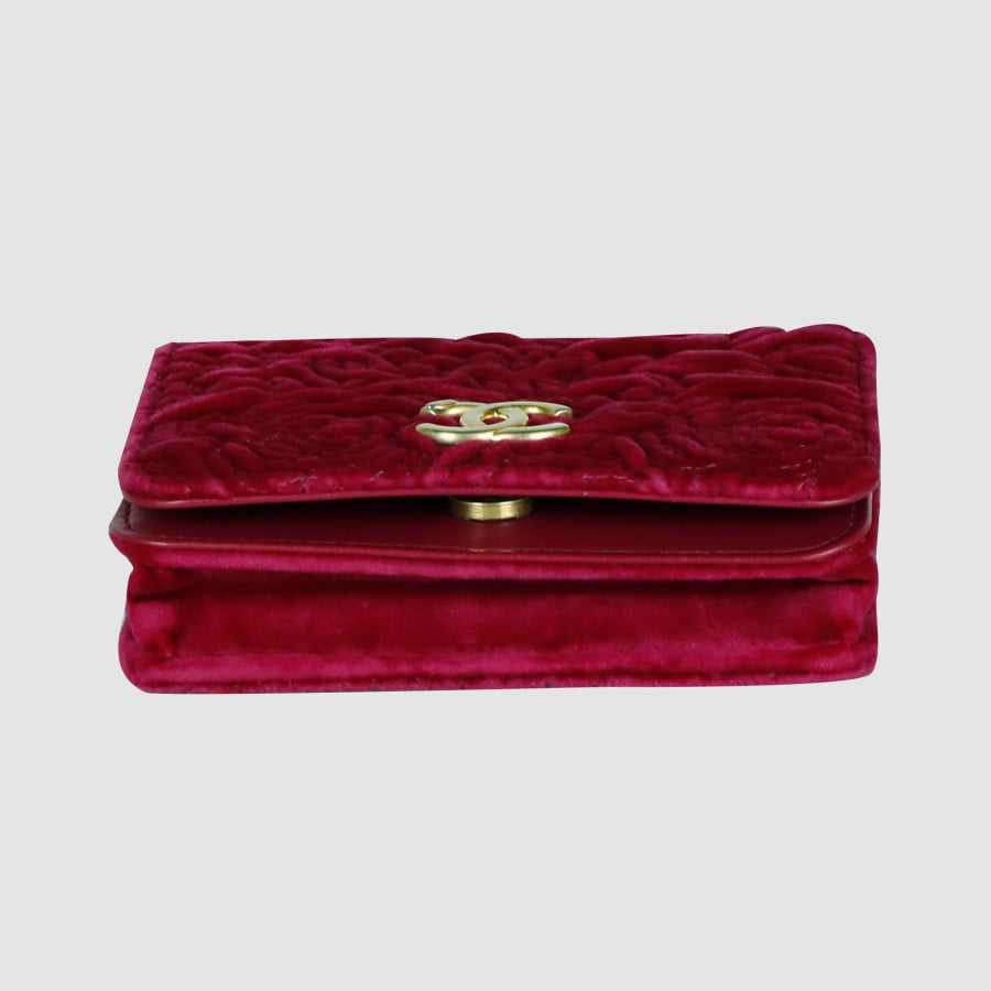 Velvet Camellia Charm Chain Wallet Crossbody Bag AP2280