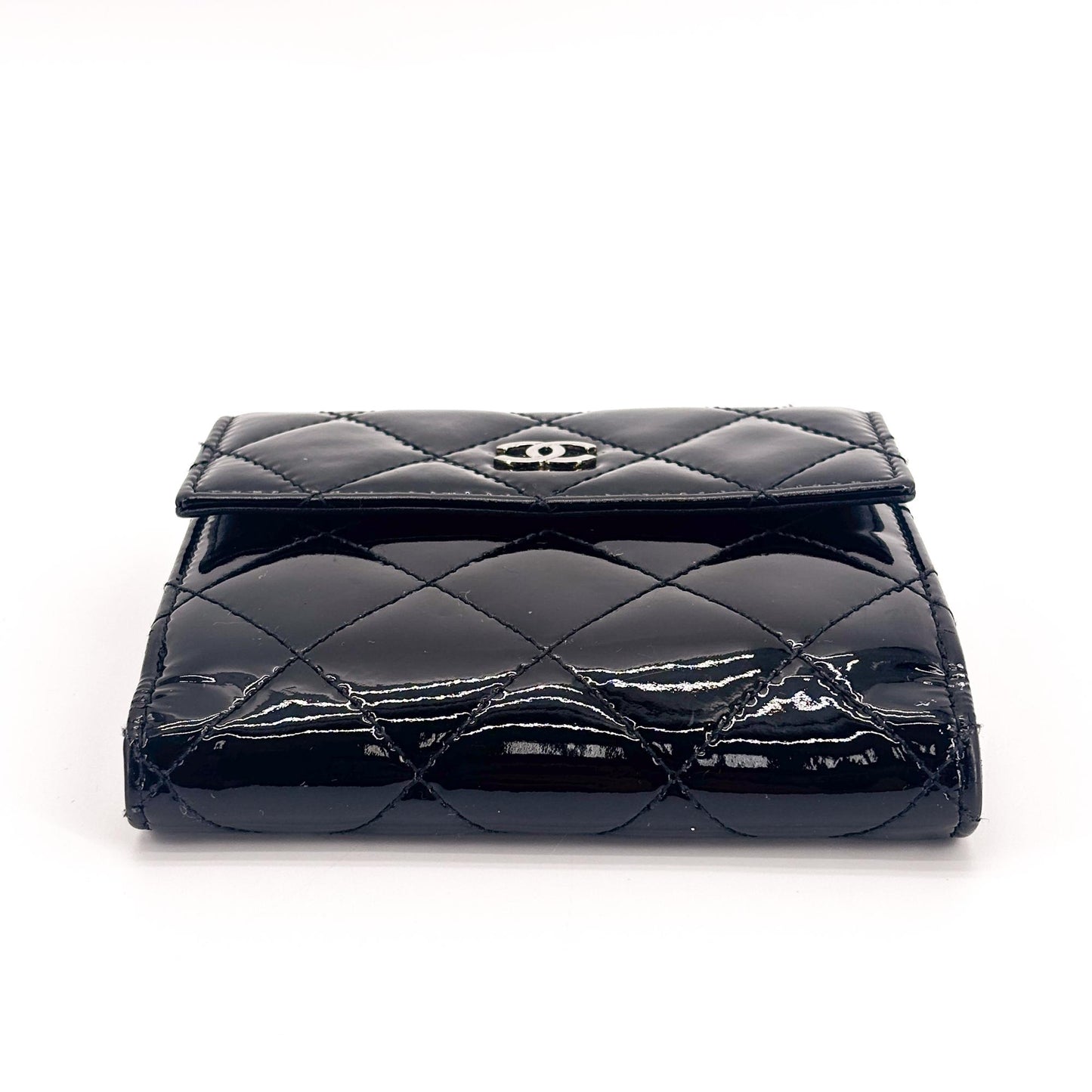 Chanel Classic Small Flap Wallet Patent Black Gold Hardware