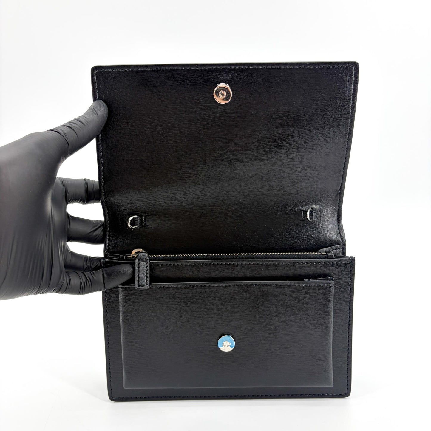 Saint Laurent Medium Sunset Top Handle Shoulder Bag Black Silver Hardware