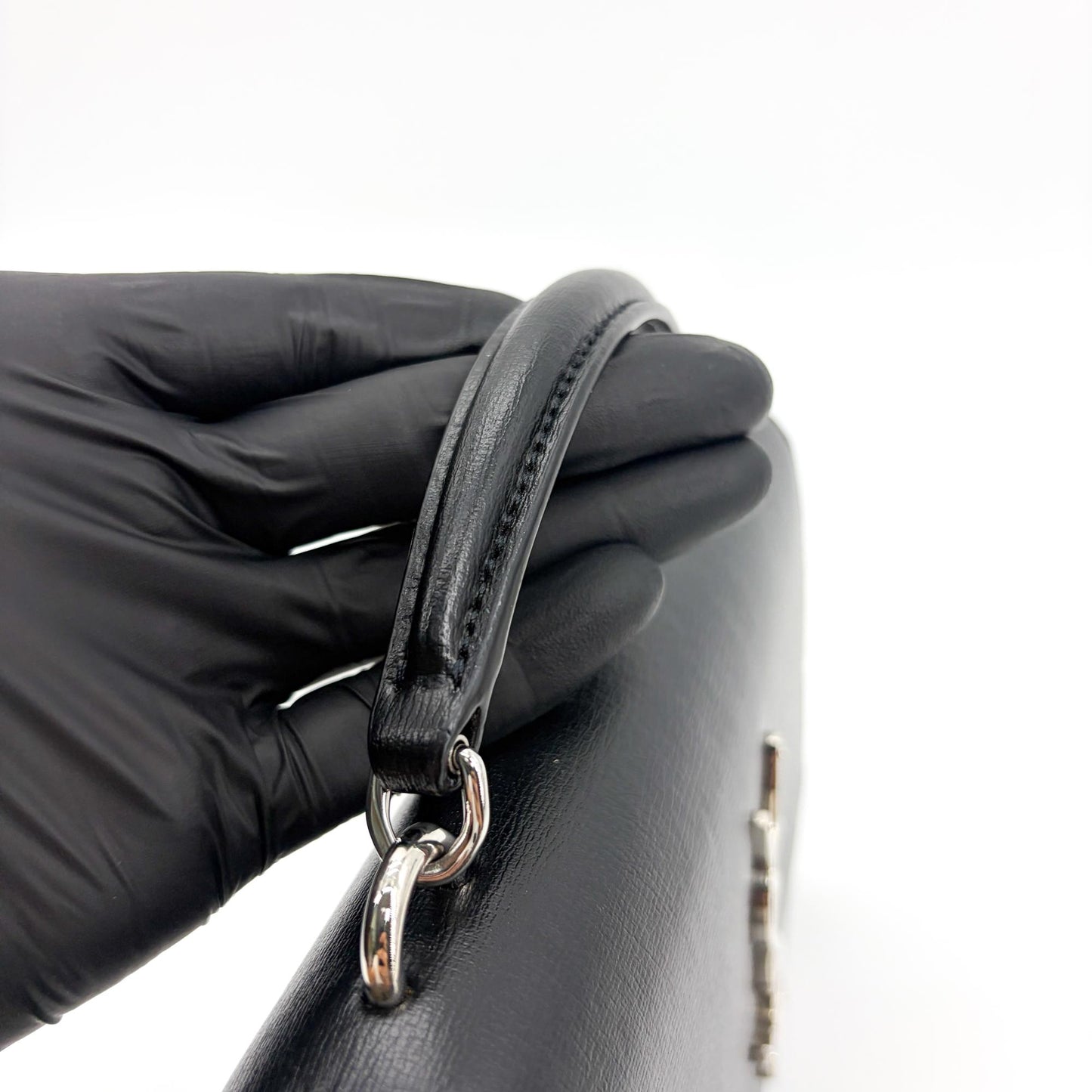 Saint Laurent Medium Sunset Top Handle Shoulder Bag Black Silver Hardware
