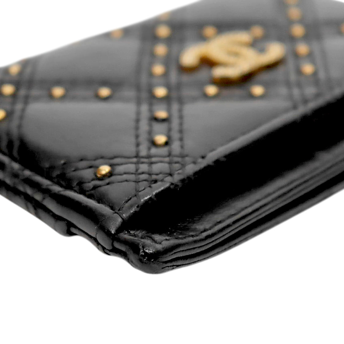 Chanel Black Stud Card Holder Wallet