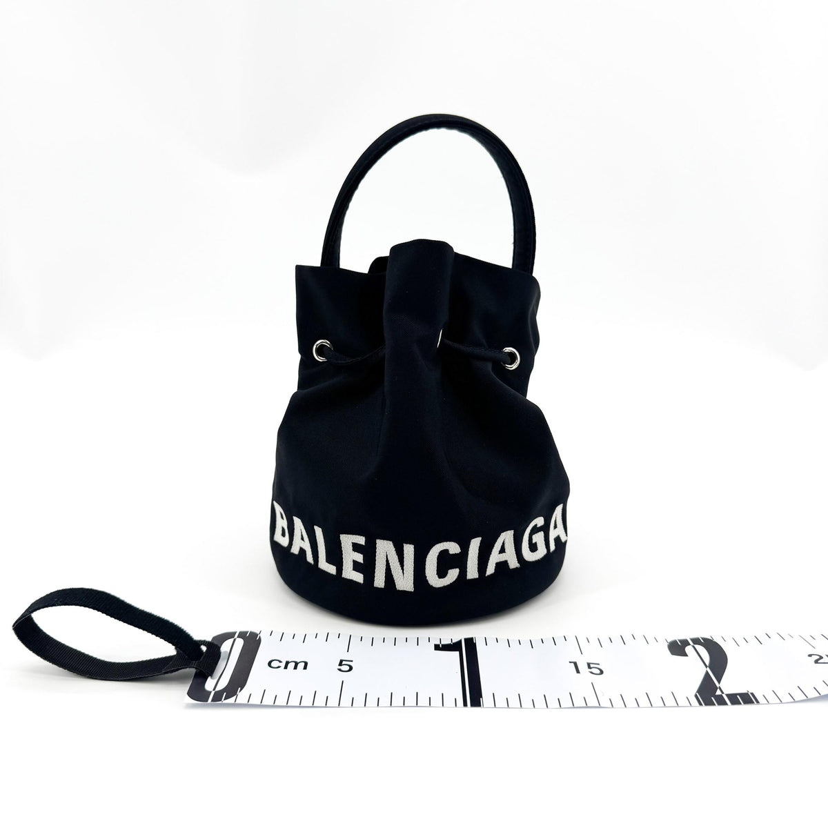 Balenciaga Wheel XS Drawstring Bucket Bag Black