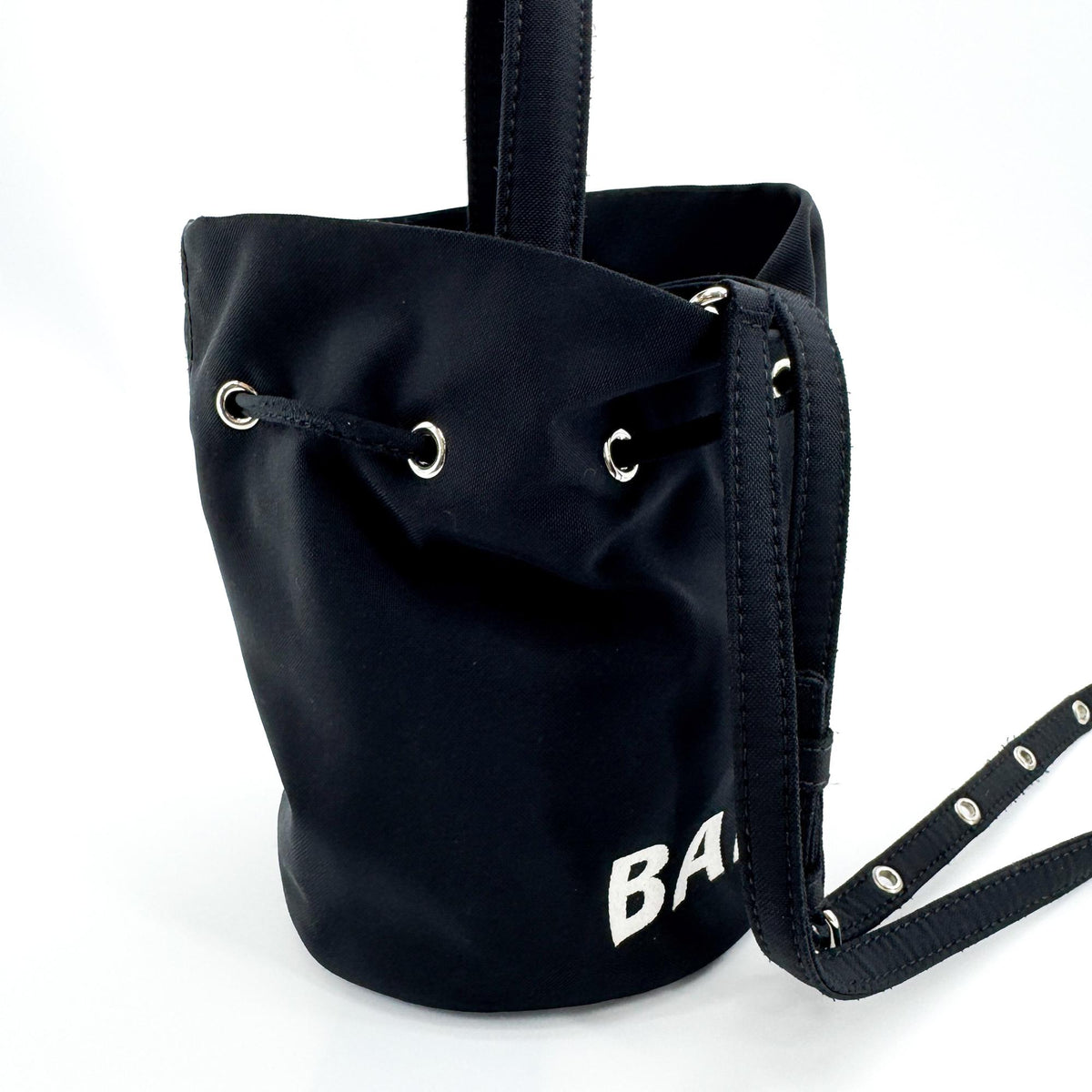 Balenciaga Wheel XS Drawstring Bucket Bag Black