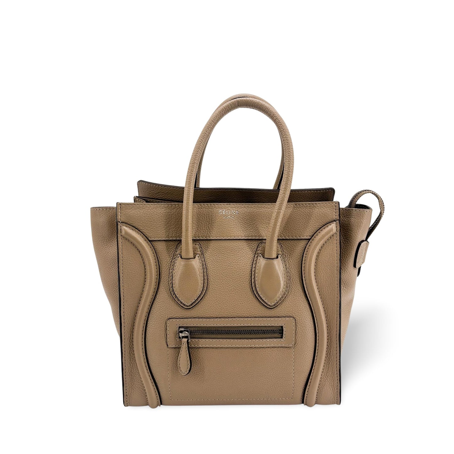 Celine Micro Luggage Bag Drummed Calfskin Dune