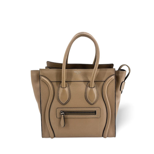 Celine Micro Luggage Bag Drummed Calfskin Dune