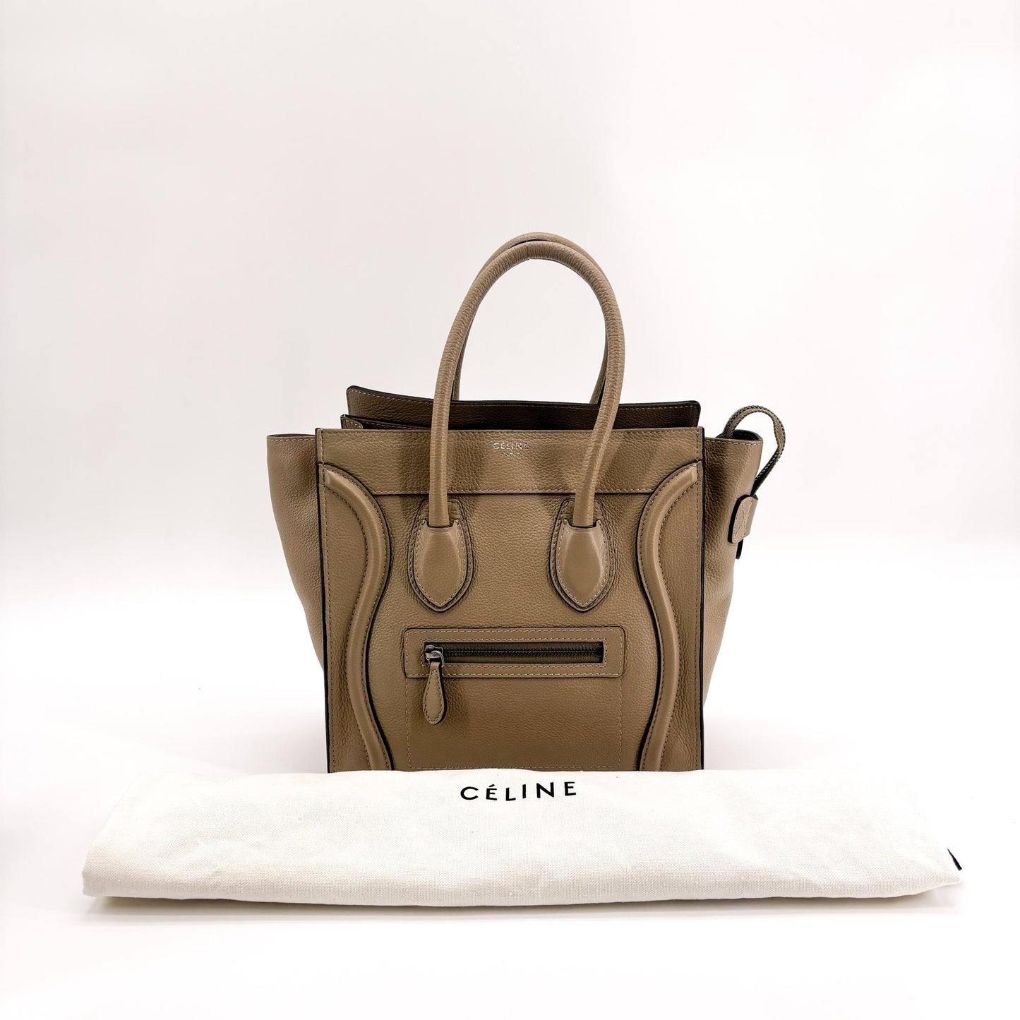 Celine Micro Luggage Bag Drummed Calfskin Dune