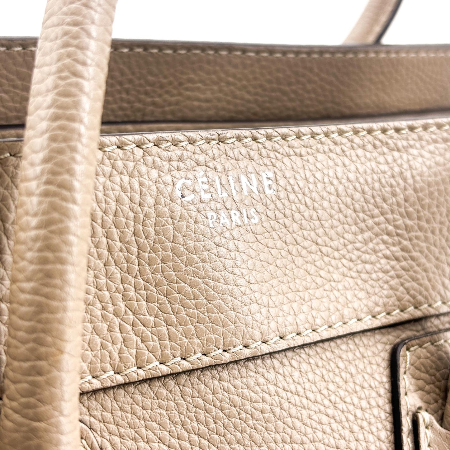 Celine Micro Luggage Bag Drummed Calfskin Dune