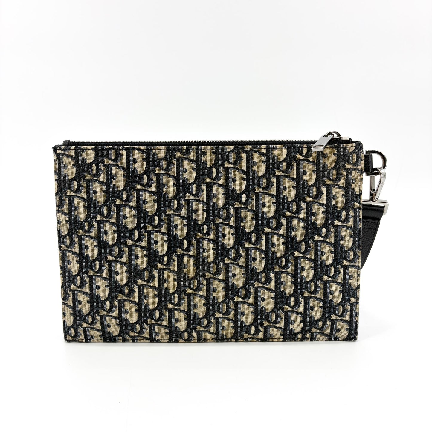 Dior Oblique Zipper Pouch Beige Black