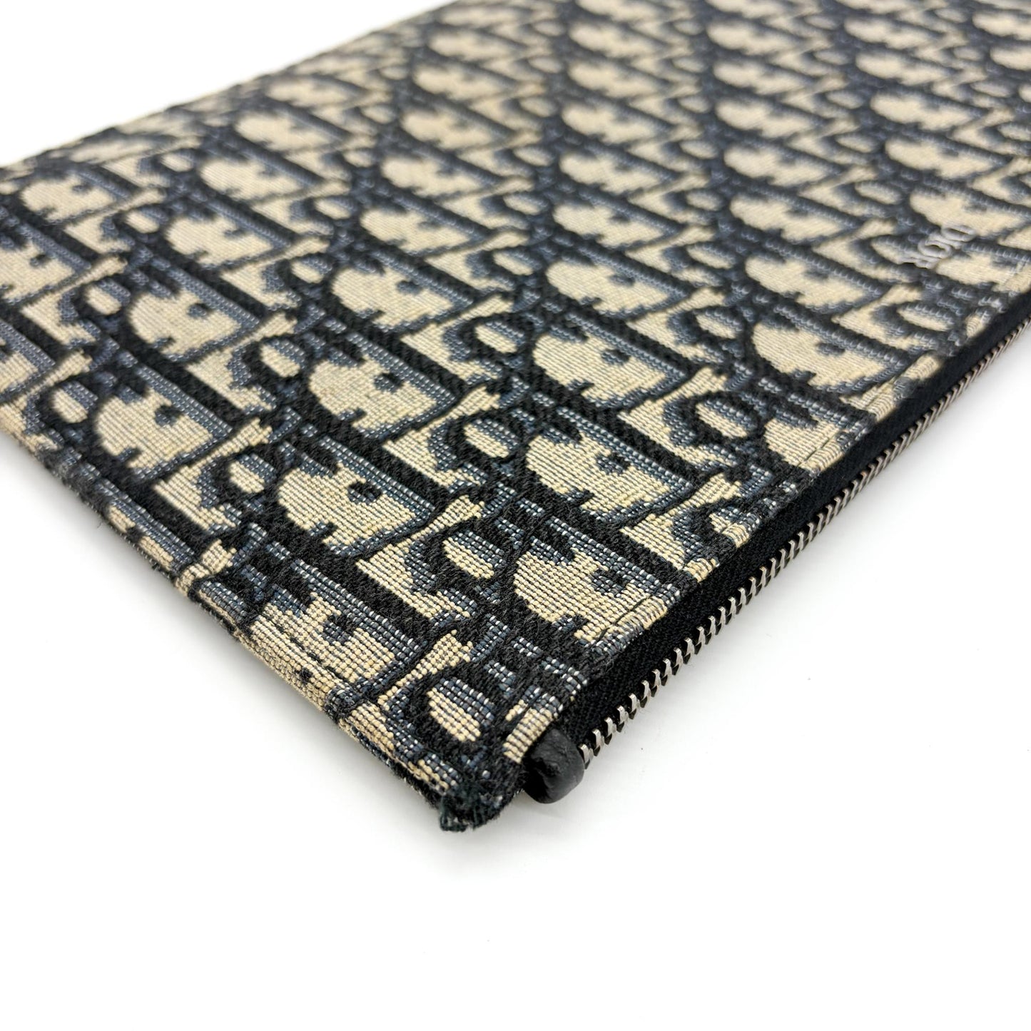 Dior Oblique Zipper Pouch Beige Black