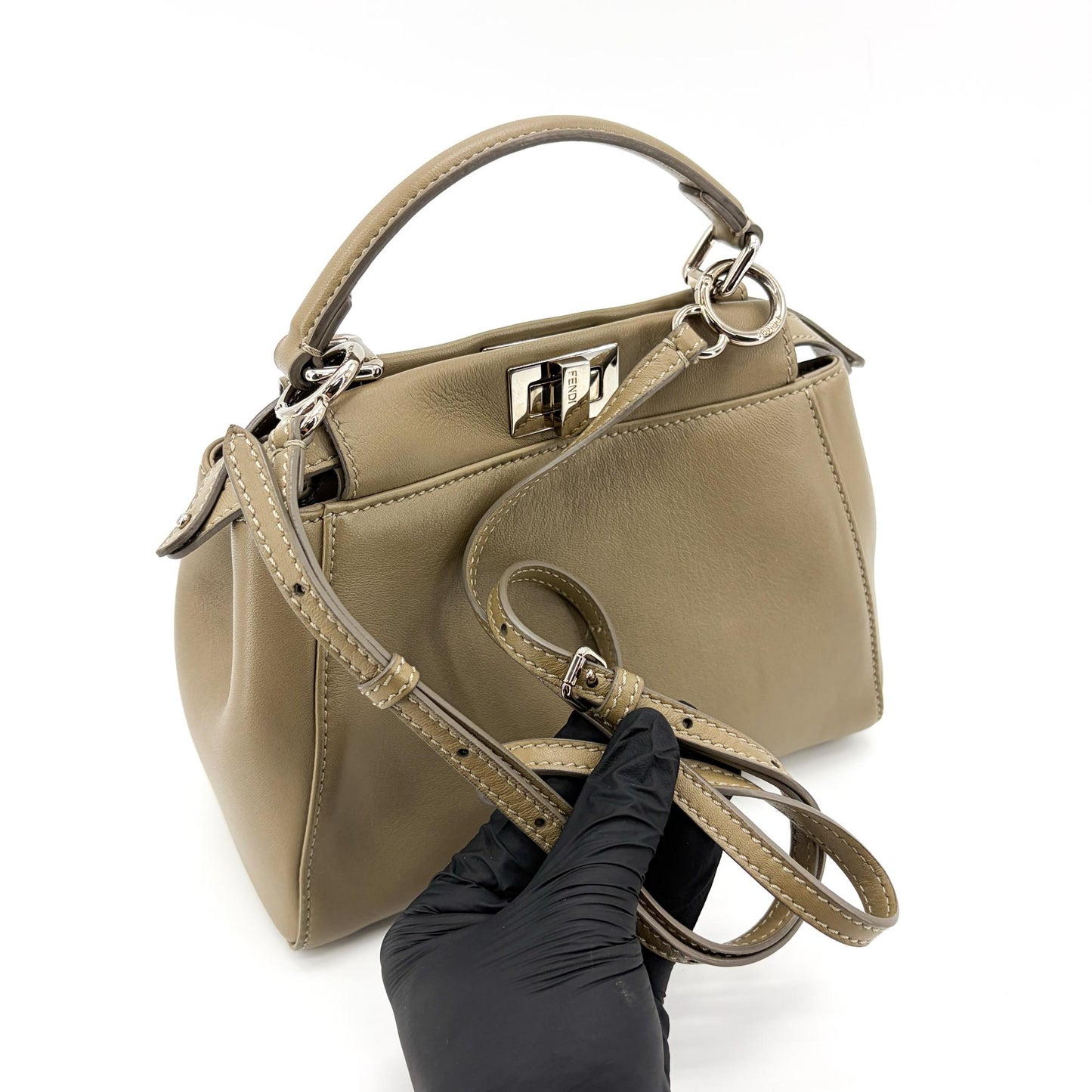 Fendi Peekaboo Mini Dove Grey Silver