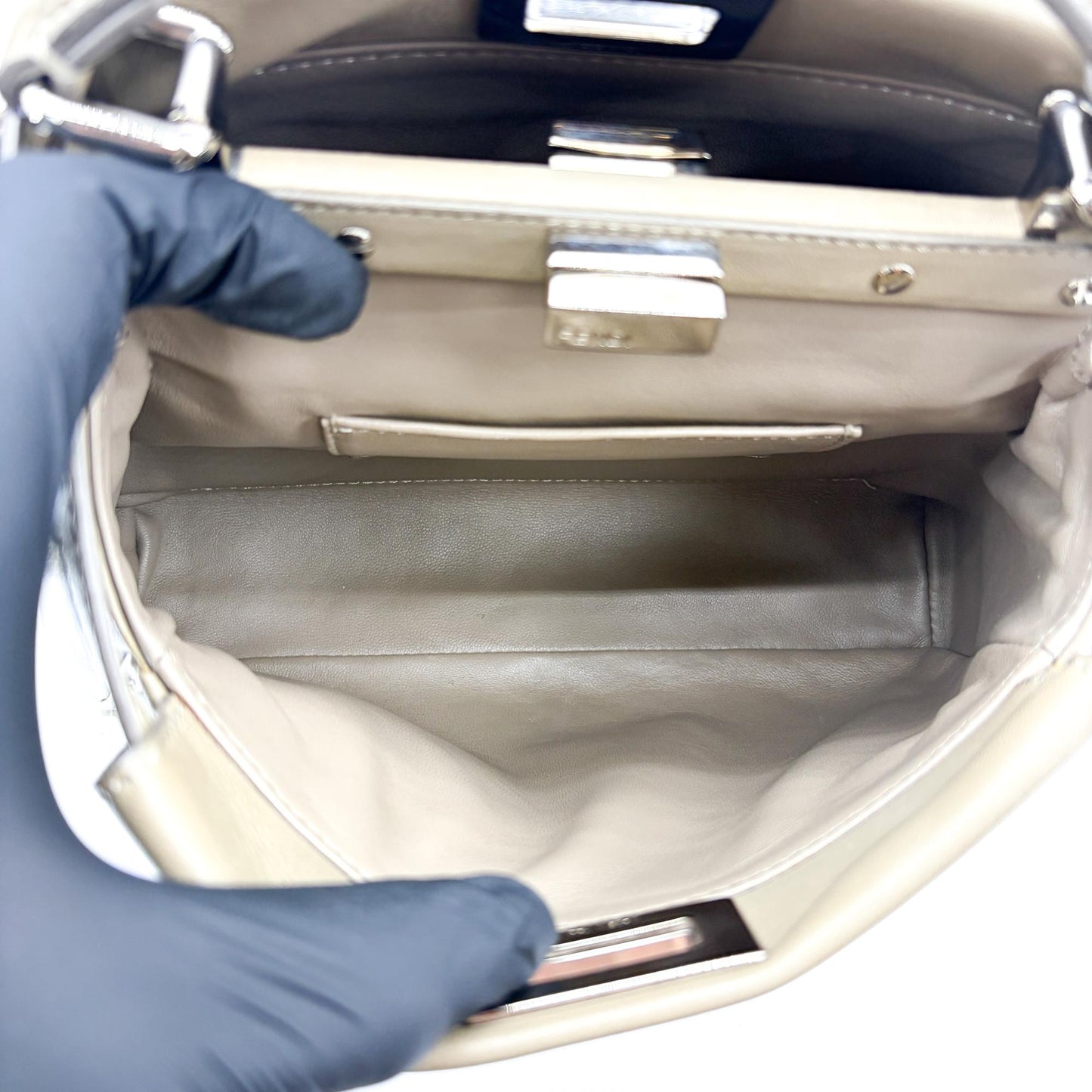 Fendi Peekaboo Mini Dove Grey Silver