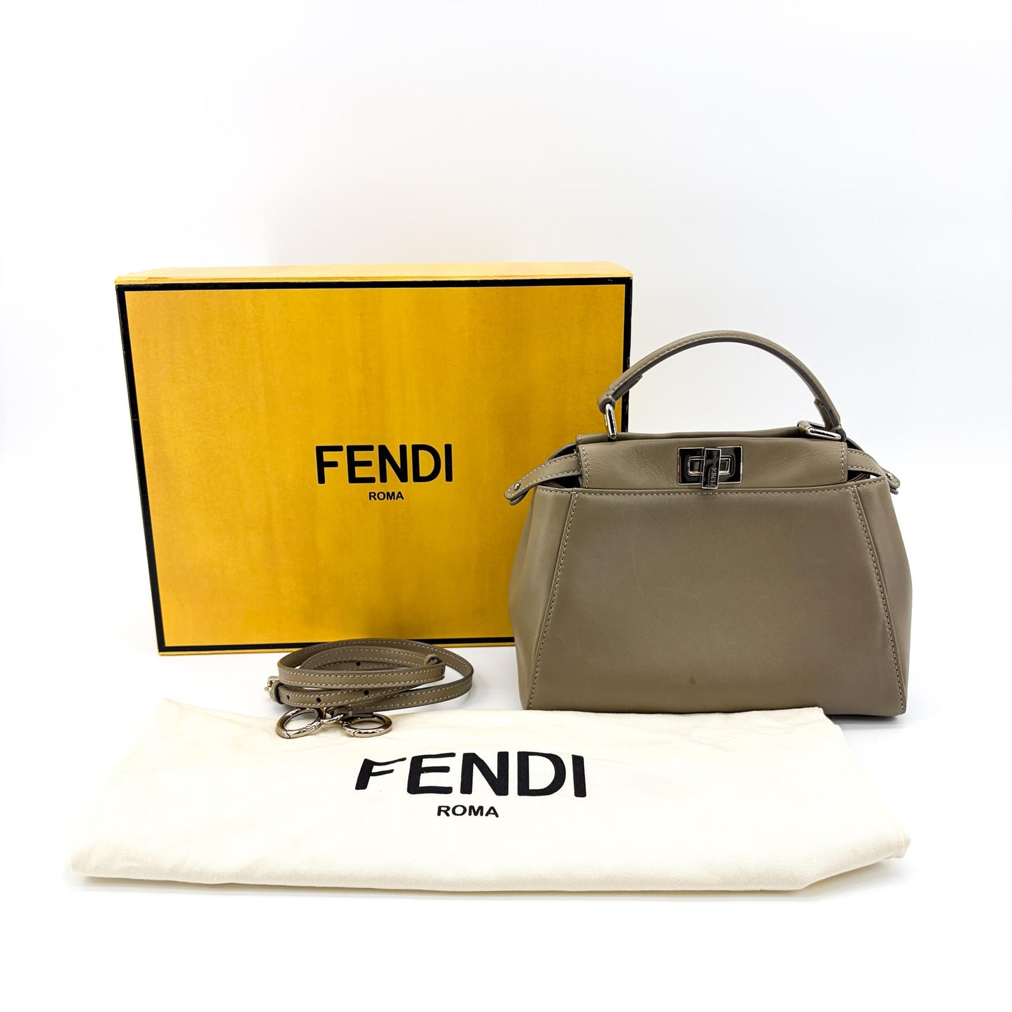 Fendi Peekaboo Mini Dove Grey Silver