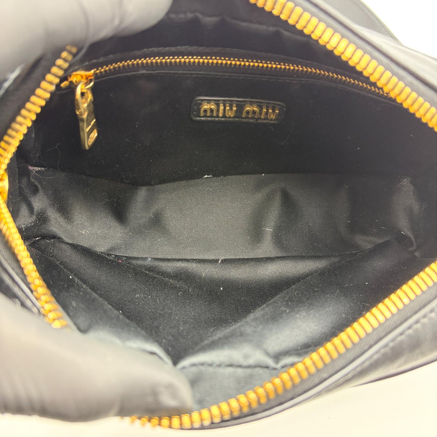 Miu Miu Matelassé Napa Leather Shoulder Bag Black