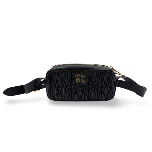 Miu Miu Matelassé Napa Leather Shoulder Bag Black