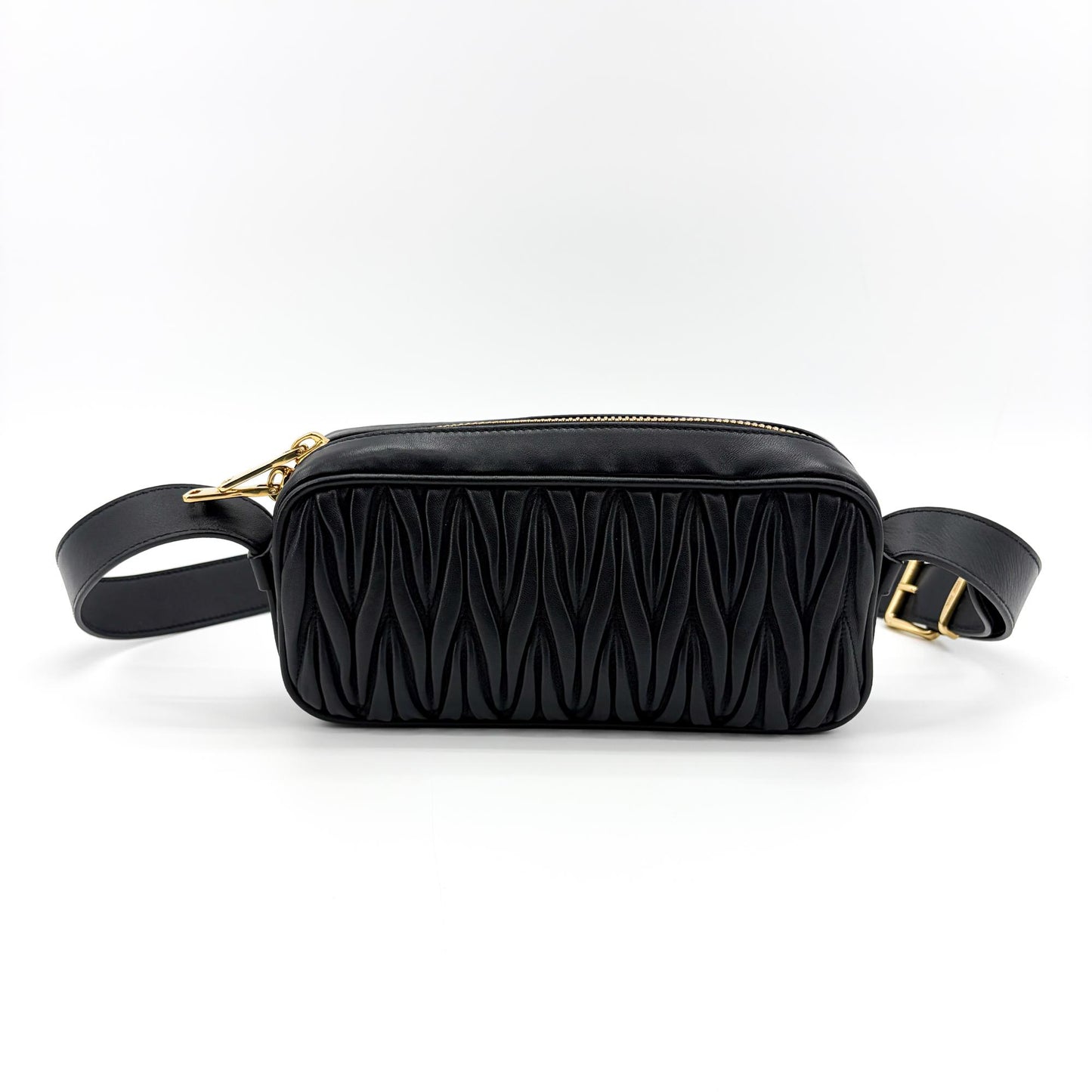 Miu Miu Matelassé Napa Leather Shoulder Bag Black