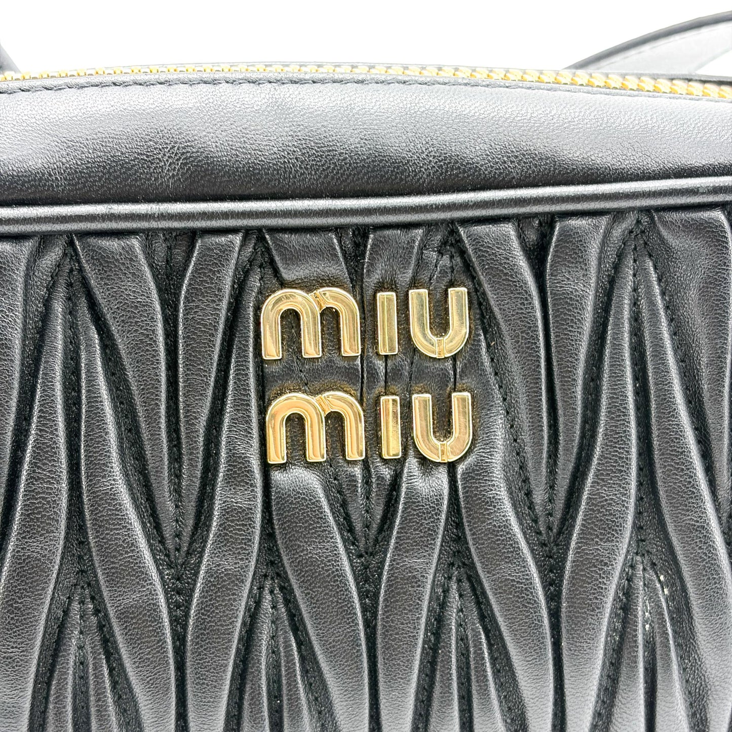 Miu Miu Matelassé Napa Leather Shoulder Bag Black