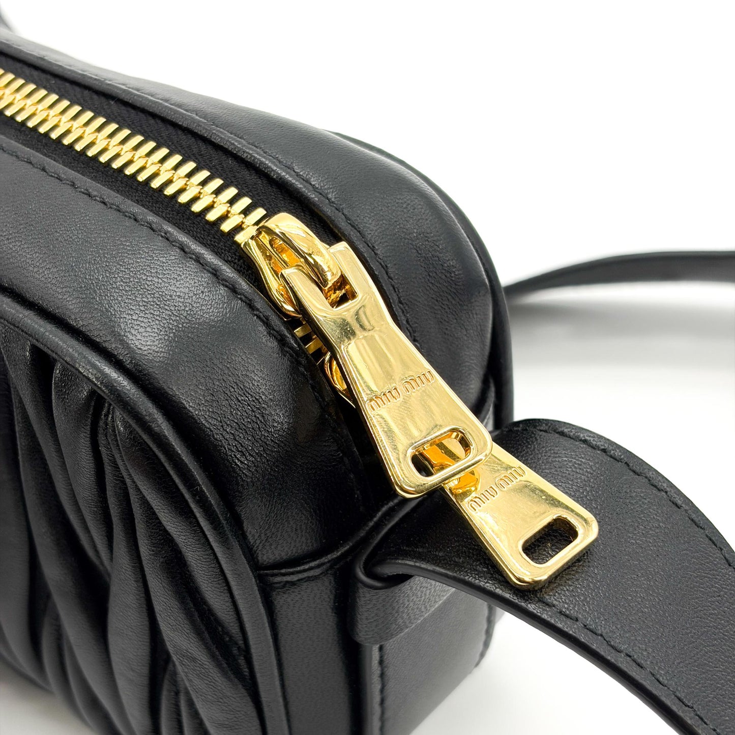 Miu Miu Matelassé Napa Leather Shoulder Bag Black