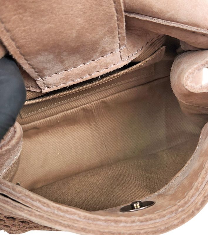 Chanel Beige Suede Quilted CC Flap Shoulder Bag in Suede