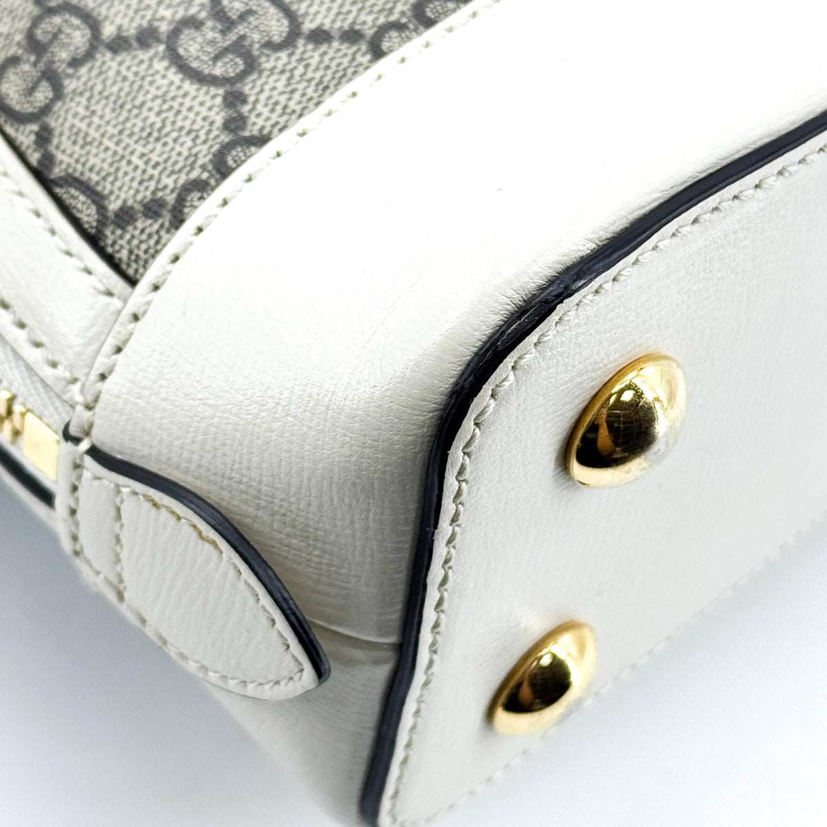 Gucci Horsebit 1955 Small Top Handle Bag Beige White
