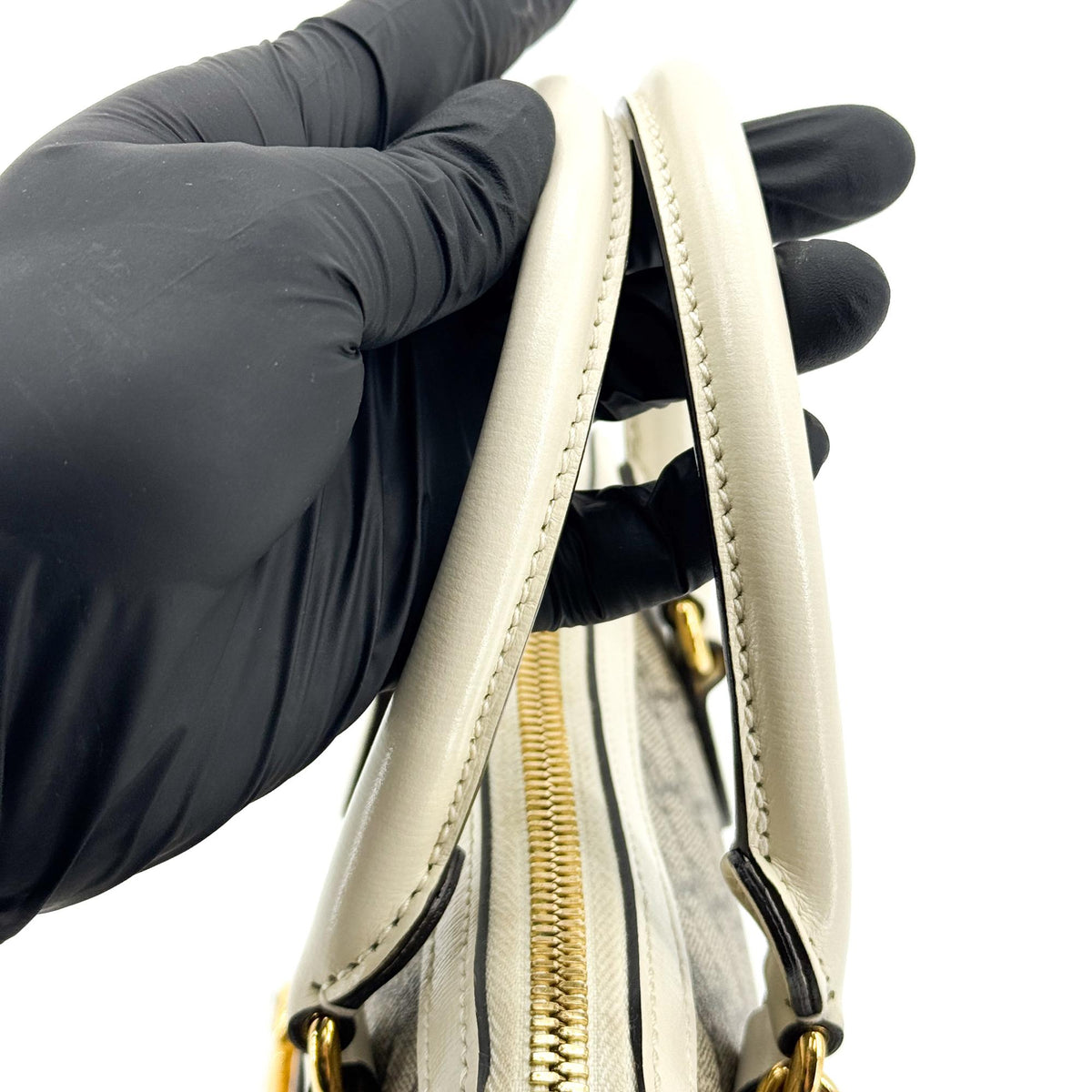 Gucci Horsebit 1955 Small Top Handle Bag Beige White