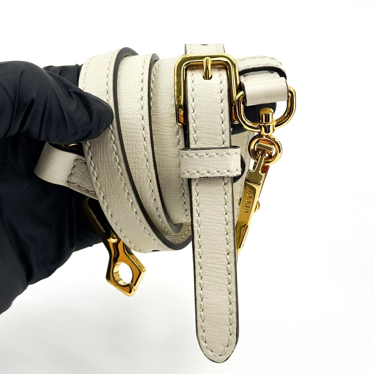 Gucci Horsebit 1955 Small Top Handle Bag Beige White