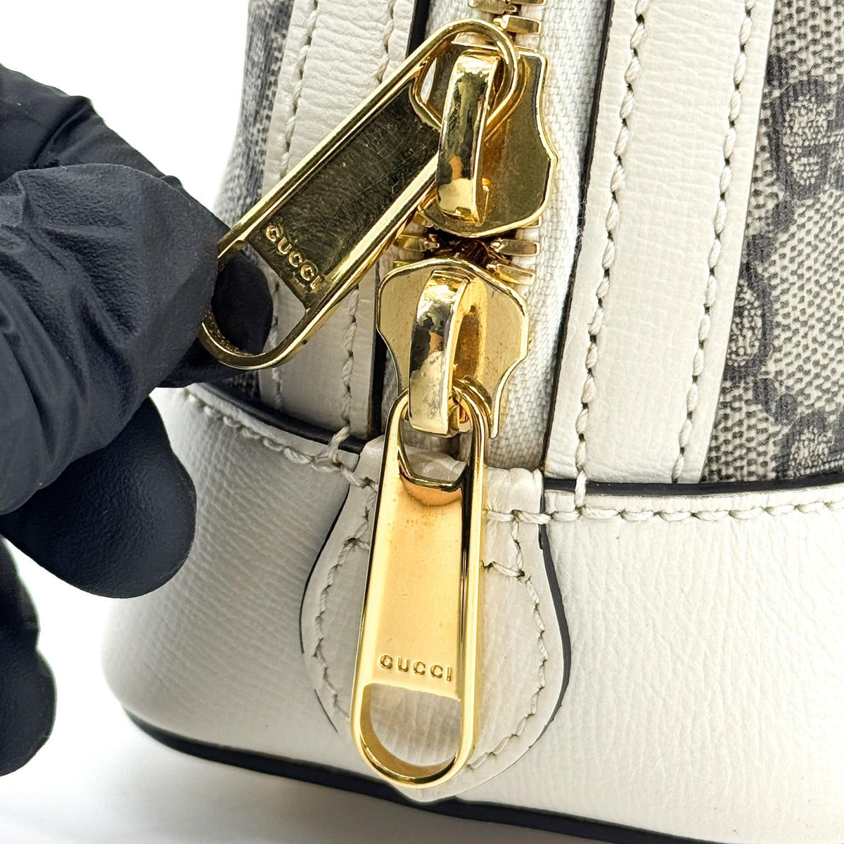 Gucci Horsebit 1955 Small Top Handle Bag Beige White