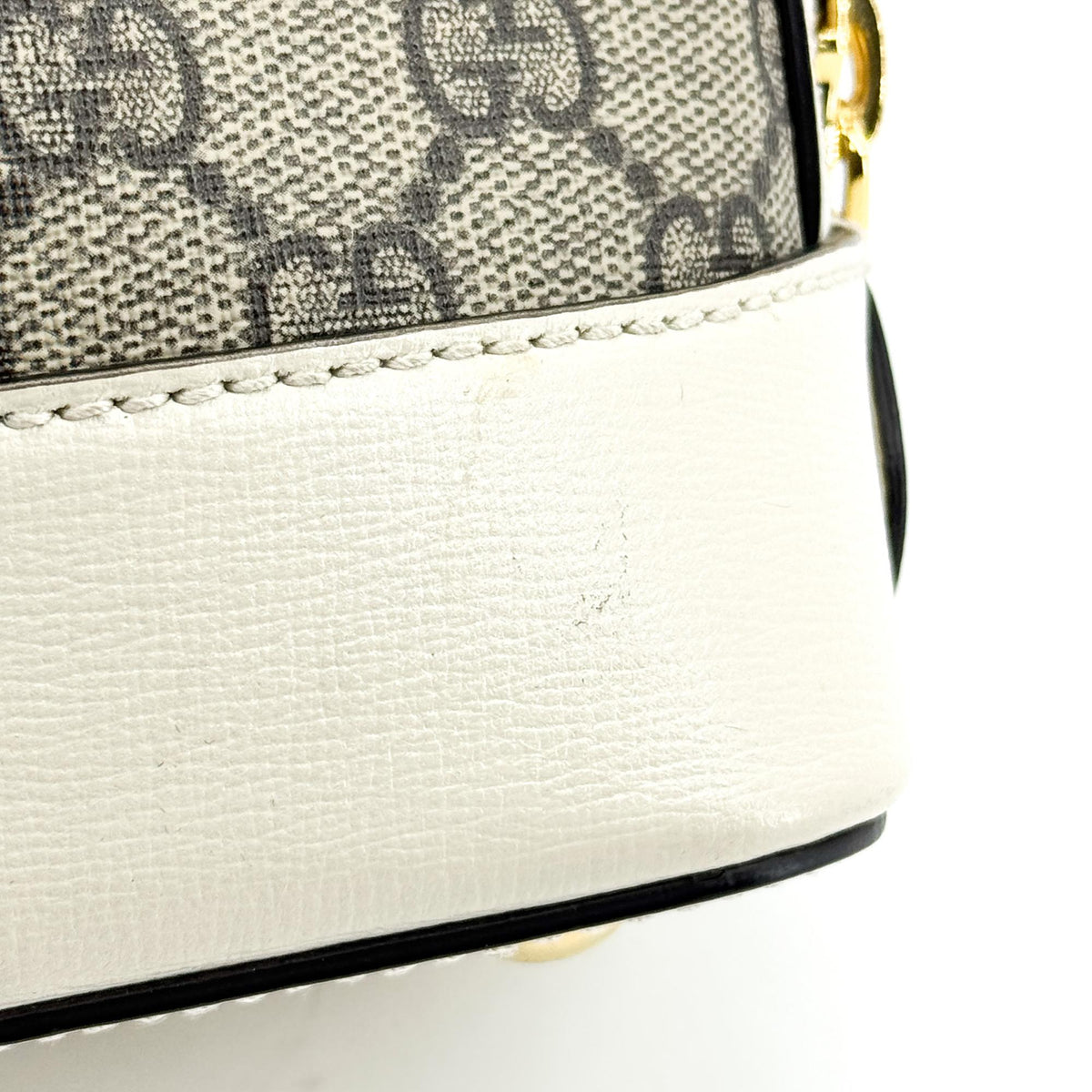 Gucci Horsebit 1955 Small Top Handle Bag Beige White