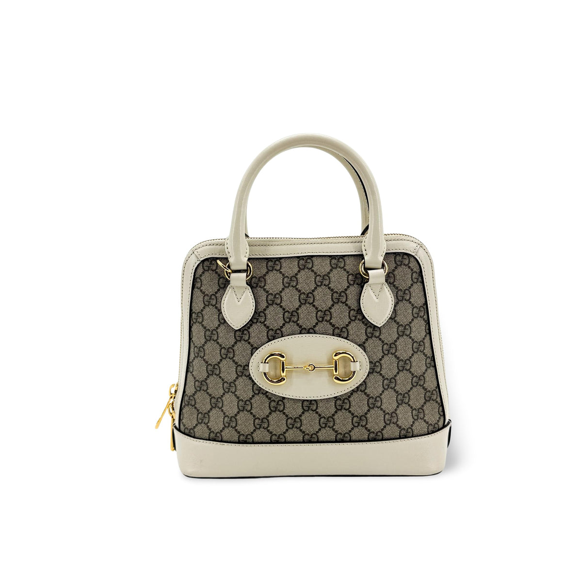 Gucci Horsebit 1955 Small Top Handle Bag Beige White