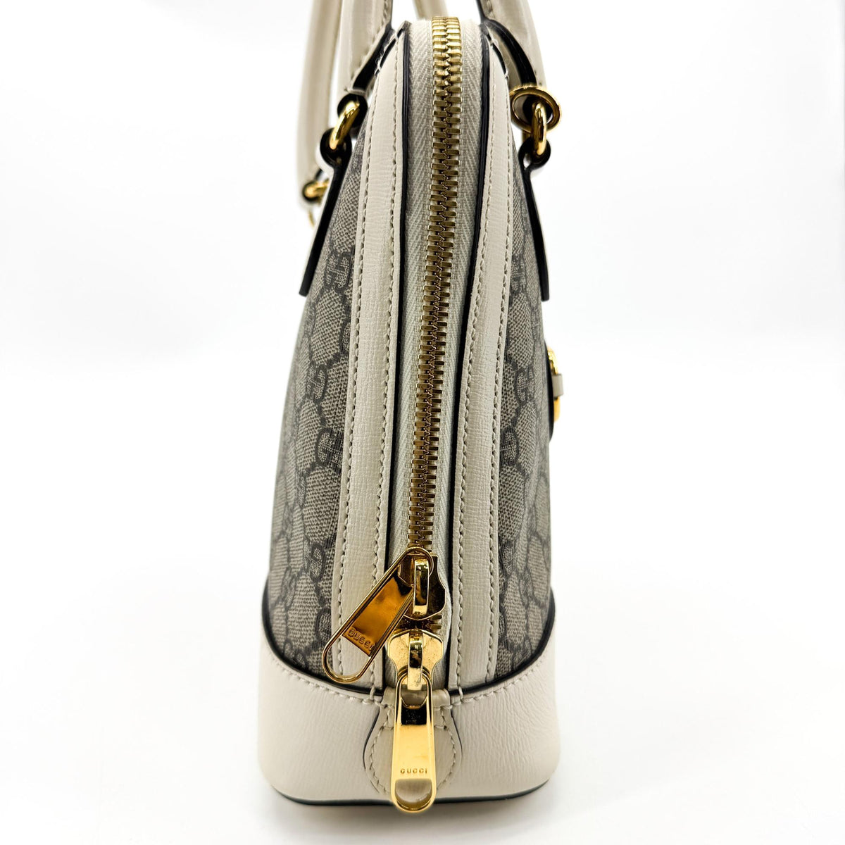 Gucci Horsebit 1955 Small Top Handle Bag Beige White