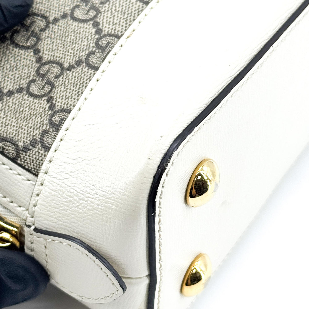 Gucci Horsebit 1955 Small Top Handle Bag Beige White