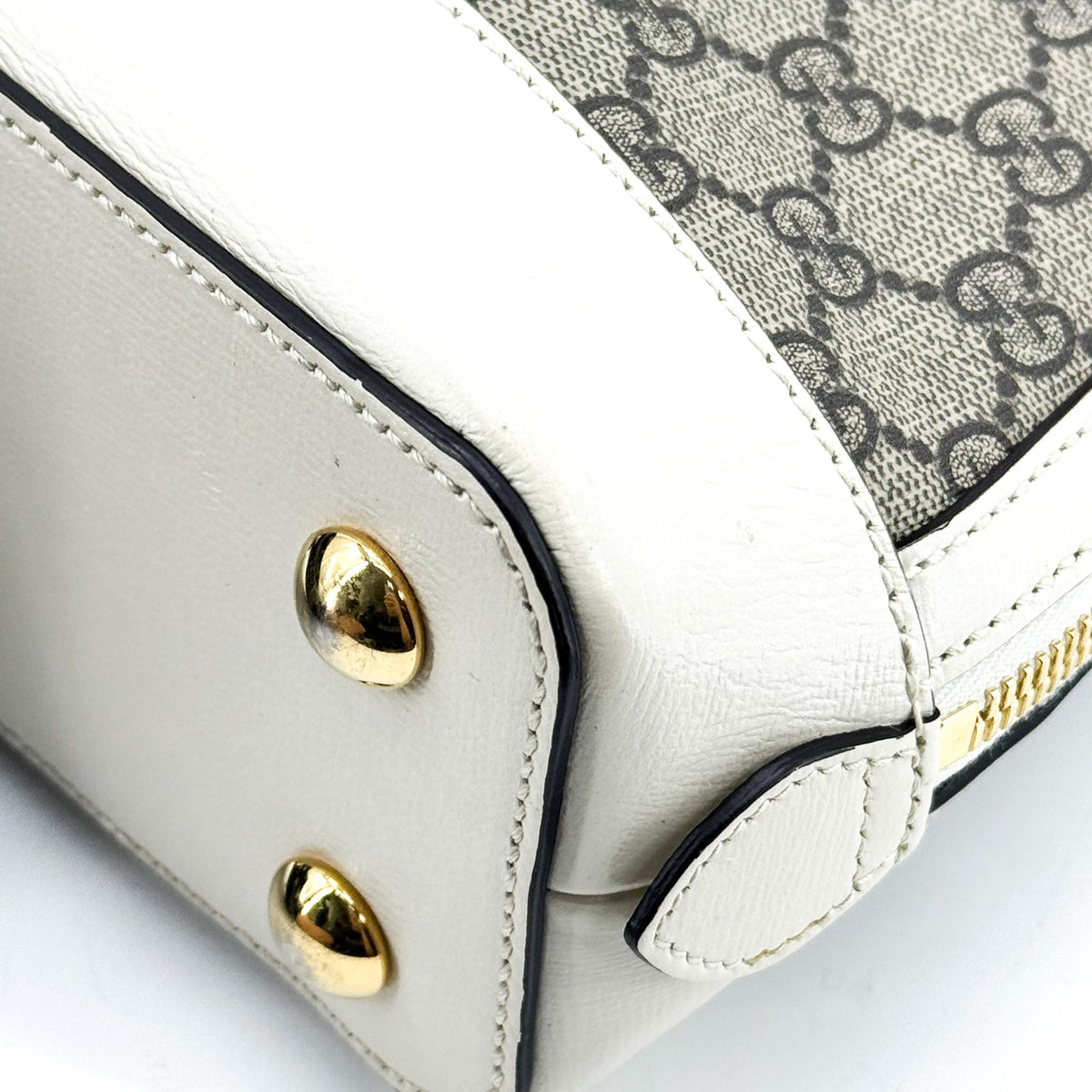 Gucci Horsebit 1955 Small Top Handle Bag Beige White