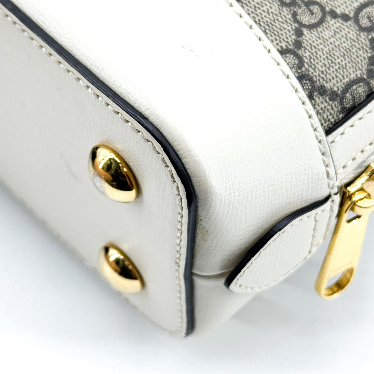 Gucci Horsebit 1955 Small Top Handle Bag Beige White