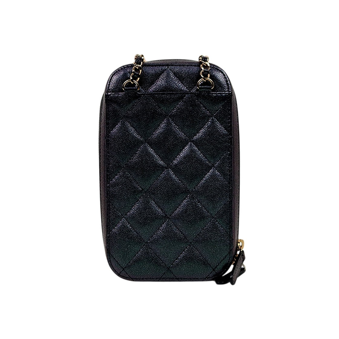 Chanel Black Iridescent Caviar Phone Holder Crossbody Bag