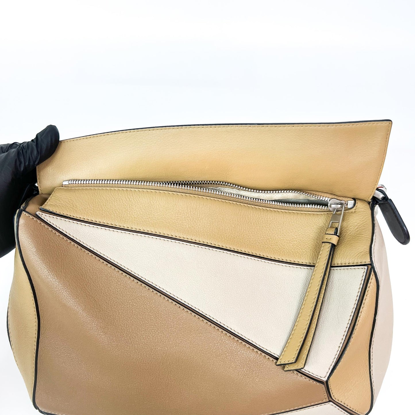 Loewe Small Puzzle Bag Soft Grain Calfskin Sand/Mink/Light Oat
