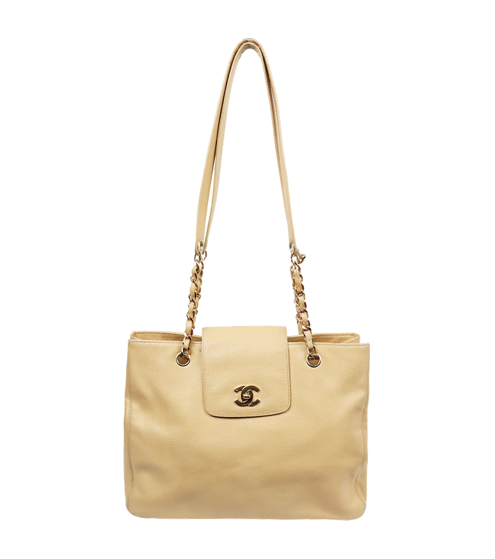 Chanel Beige Caviar CC Chain Shoulder Bag